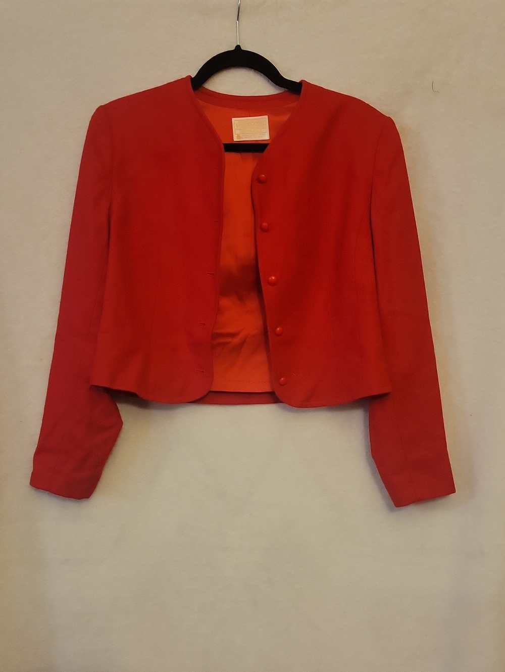 Vintage Pendleton Wool Red Cropped Blazer with Covered Buttons